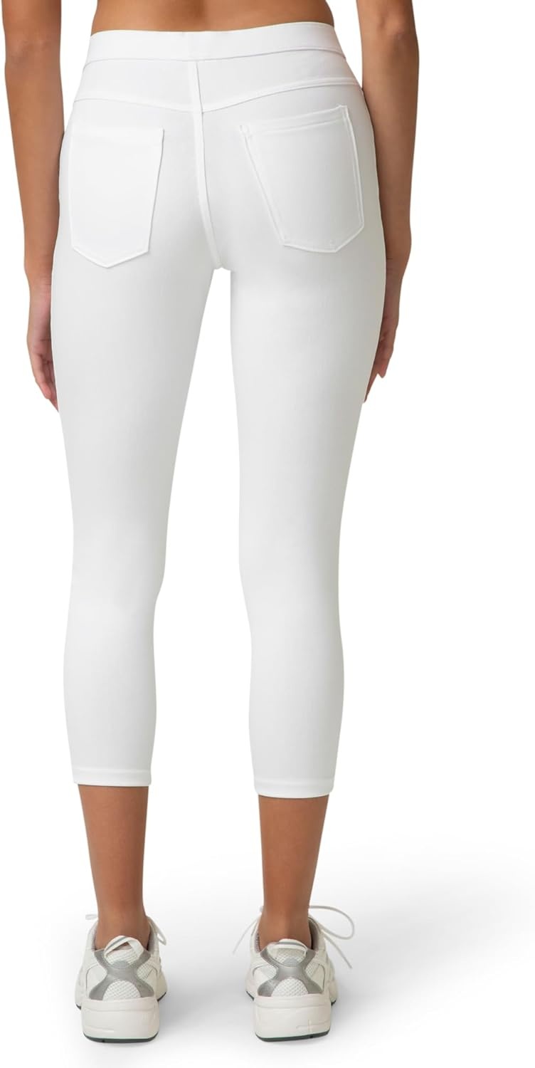 image:imageNo Nonsense Womens Classic Denim Capri Leggings with Pockets Comfortable Stretch Pull On PantsDark DenimWhite 2 Pair Pack