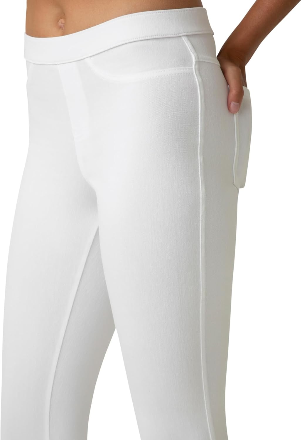 image:imageNo Nonsense Womens Classic Denim Capri Leggings with Pockets Comfortable Stretch Pull On PantsDark DenimWhite 2 Pair Pack