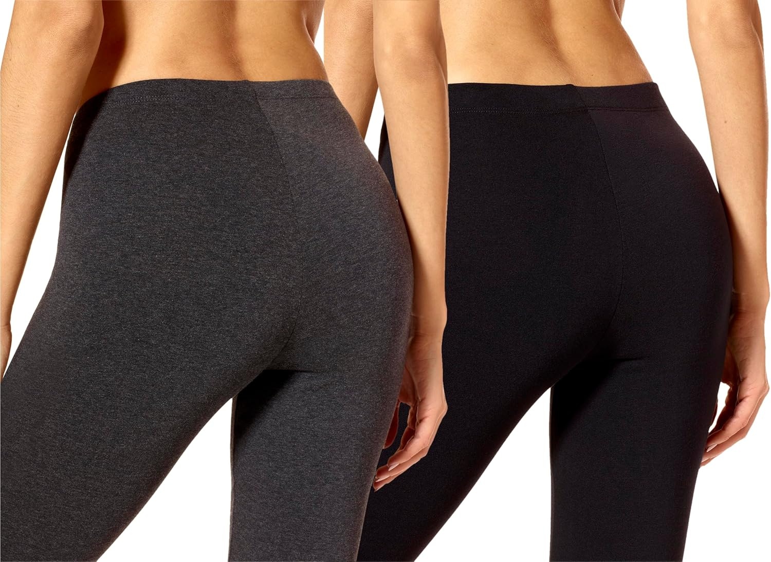 image:imageNo Nonsense Womens Leggings Soft Cotton Feel Comfortable amp Perfect for Layering Gentle Elastic WaistbandBlackCharcoal Grey 2 Pair Pack