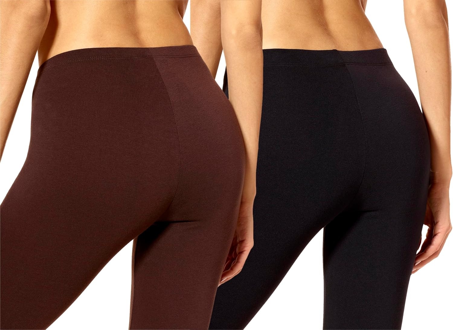 image:imageNo Nonsense Womens Leggings Soft Cotton Feel Comfortable amp Perfect for Layering Gentle Elastic WaistbandBlackEspresso 2 Pair Pack