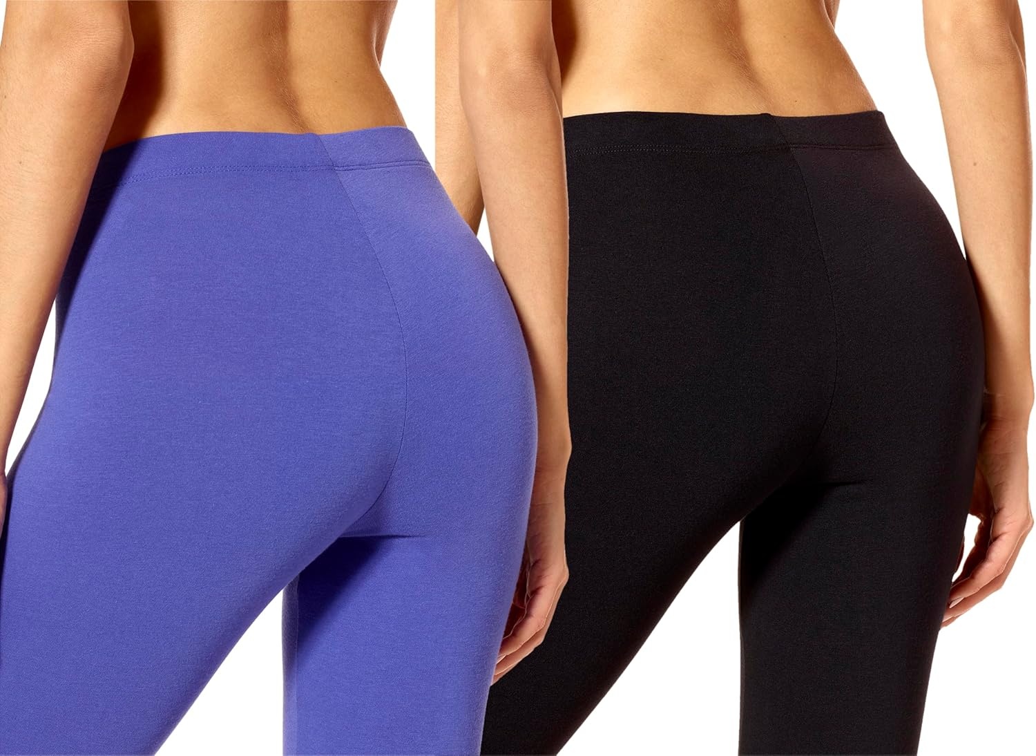 image:imageNo Nonsense Womens Leggings Soft Cotton Feel Comfortable amp Perfect for Layering Gentle Elastic WaistbandBlackRoyal Blue 2 Pair Pack