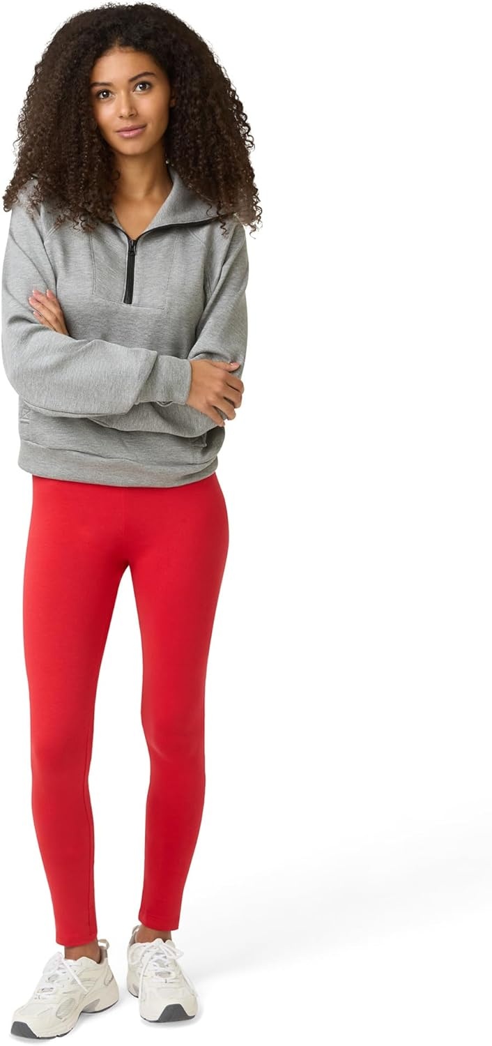 image:imageNo Nonsense Womens Leggings Soft Cotton Feel Comfortable amp Perfect for Layering Gentle Elastic WaistbandRed Hot