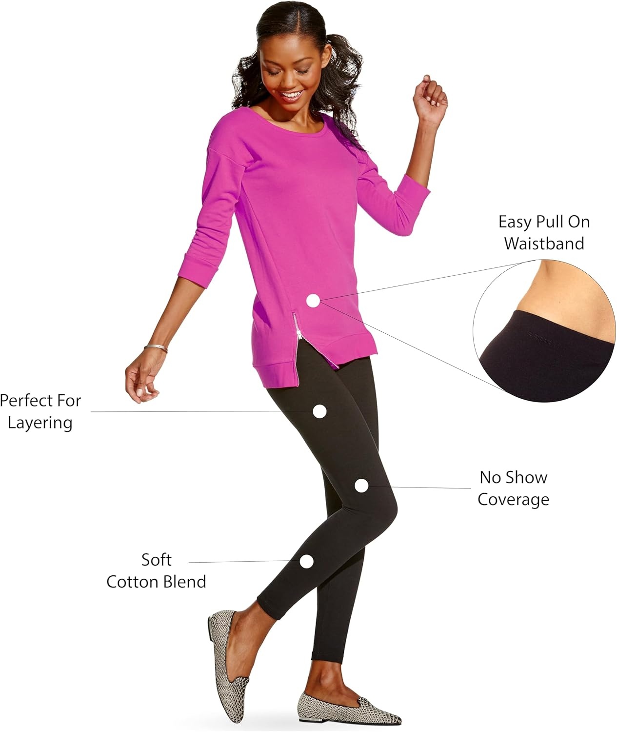 image:imageNo Nonsense Womens Leggings Soft Cotton Feel Comfortable amp Perfect for Layering Gentle Elastic WaistbandRed Hot