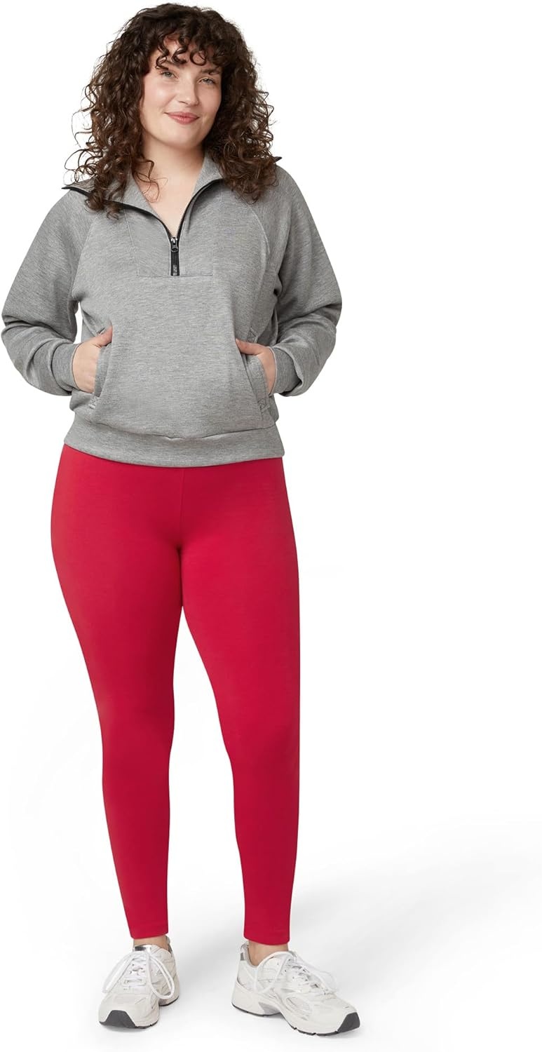 image:imageNo Nonsense Womens Leggings Soft Cotton Feel Comfortable amp Perfect for Layering Gentle Elastic WaistbandRed Hot
