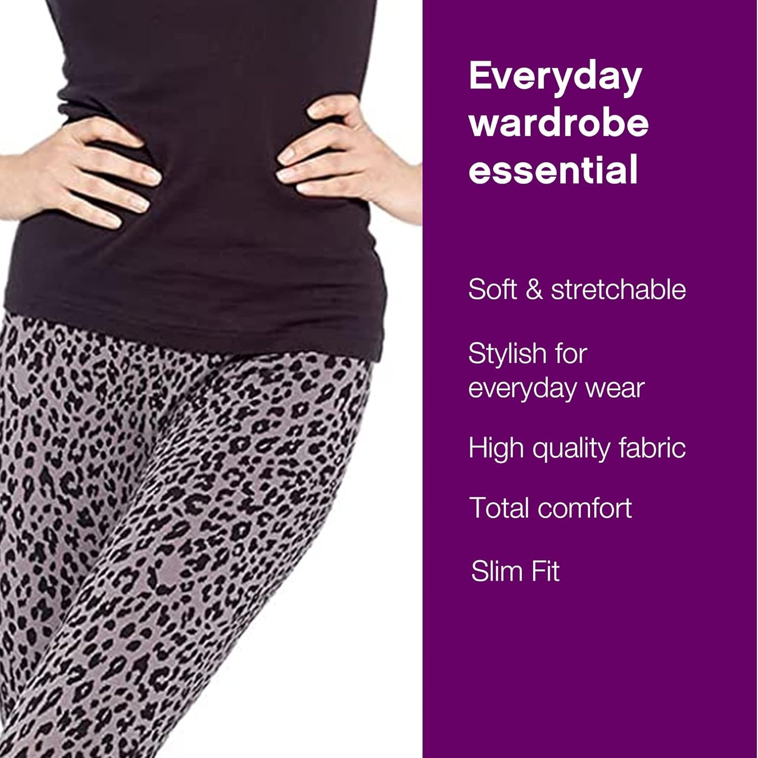 image:imageNo Nonsense Womens Leggings Soft Cotton Feel Comfortable amp Perfect for Layering Gentle Elastic WaistbandSteel Animal Print