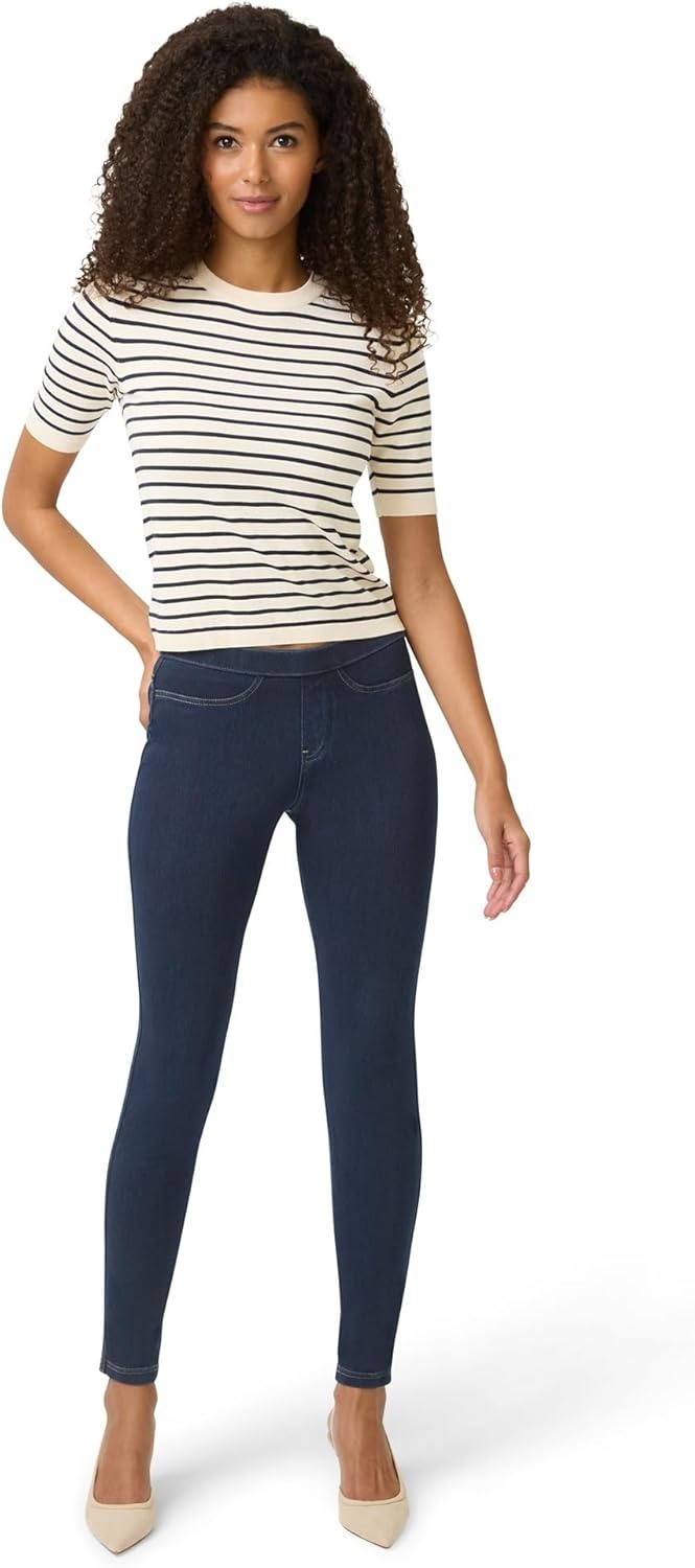 image:imageNo nonsense Womens Classic Denim Leggings Jeggings for Women with Real Back Pockets High Waisted Stretch JeansDark Denim