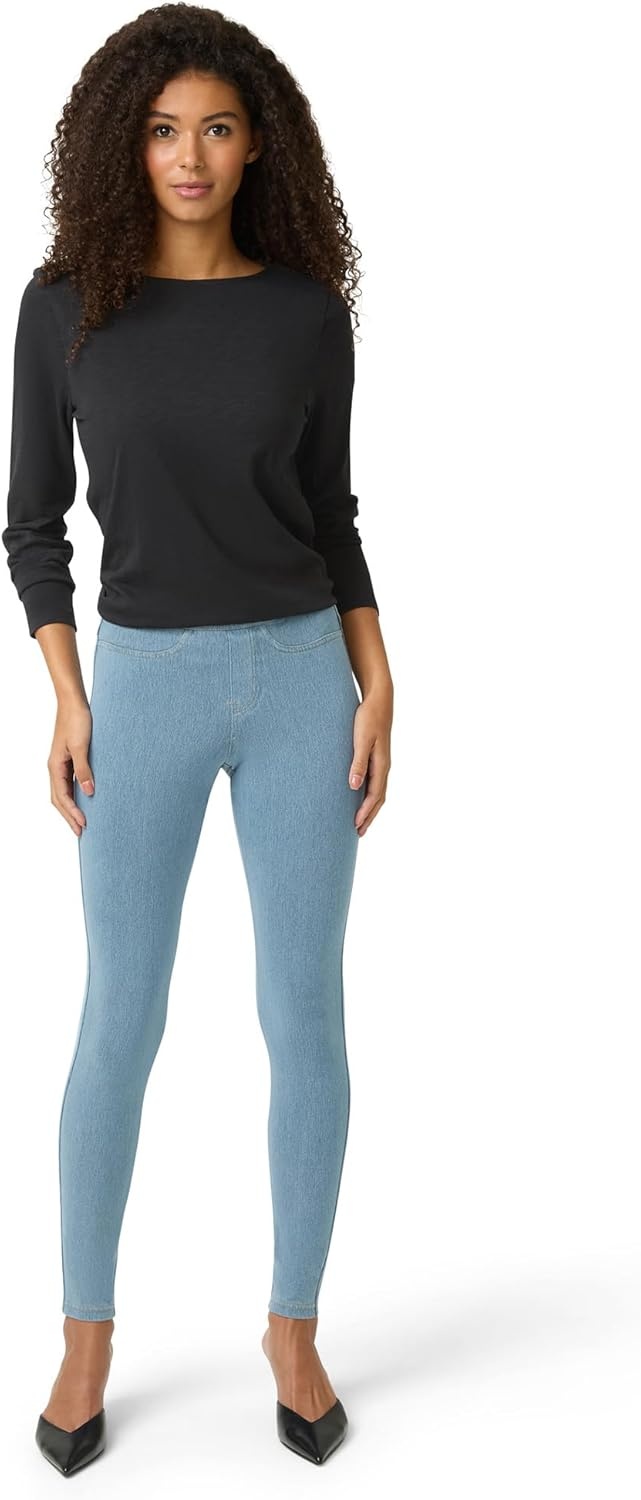image:imageNo nonsense Womens Classic Denim Leggings Jeggings for Women with Real Back Pockets High Waisted Stretch JeansLight Denim