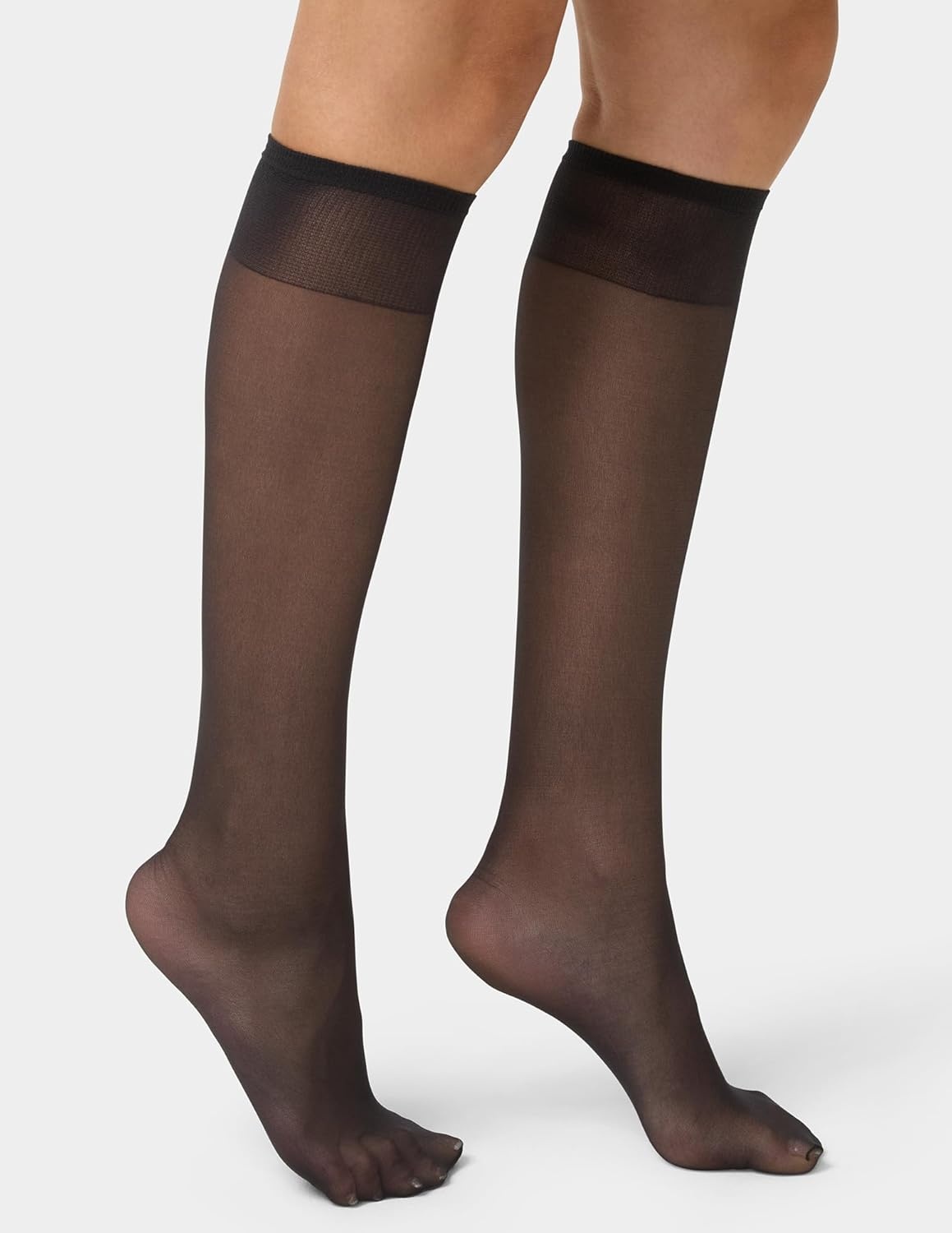 image:imageNo nonsense Womens Sheer Knee High Nylons for Women with Comfort Top Nylon Trouser Stockings Value PackMidnight Black 10 Pair Pack