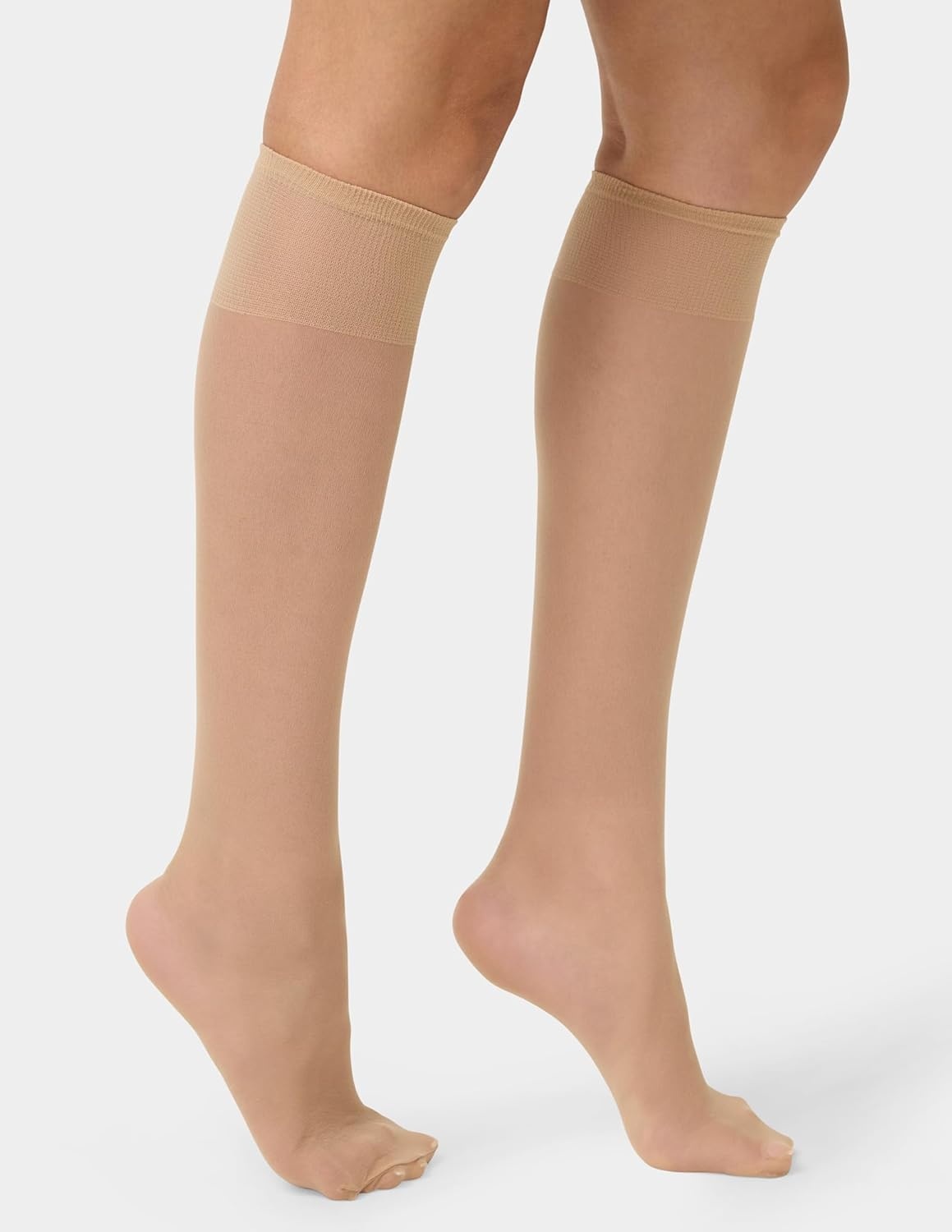 image:imageNo nonsense Womens Sheer Knee High Nylons for Women with Comfort Top Nylon Trouser Stockings Value PackNude 10 Pair Pack