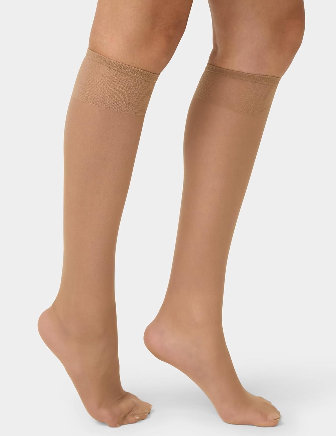 image:imageNo nonsense Womens Sheer Knee High Nylons for Women with Comfort Top Nylon Trouser Stockings Value PackTan 8 Pair Pack