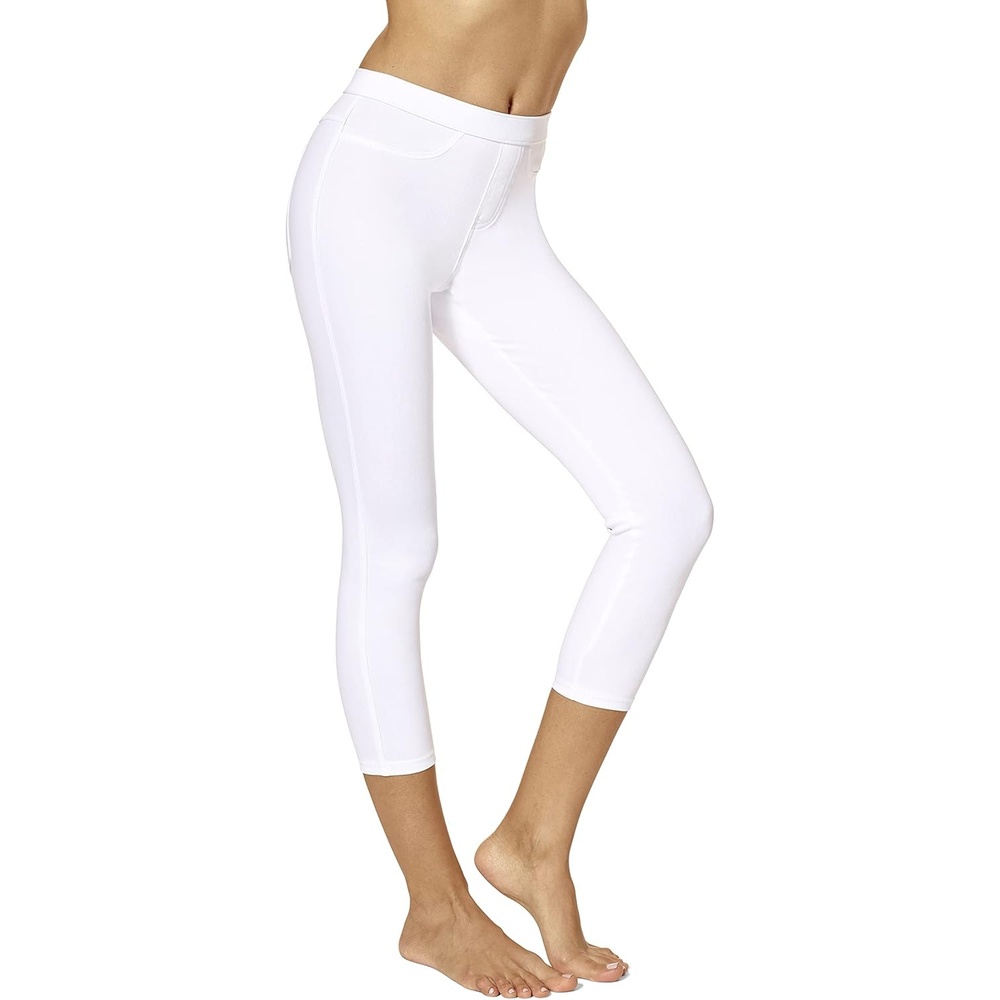 image:imageNo Nonsense Womens Classic Denim Capri Leggings with Pockets Comfortable Stretch Pull On PantsWhite