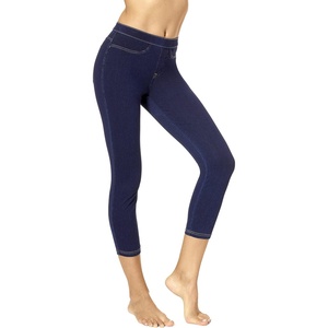 image:imageNo Nonsense Womens Classic Denim Capri Leggings with Pockets Comfortable Stretch Pull On PantsDark Denim