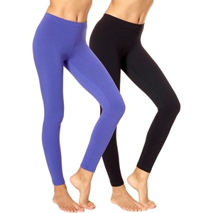 image:imageNo Nonsense Womens Leggings  Soft Cotton Feel Comfortable amp Perfect for Layering Gentle Elastic WaistbandBlackRoyal Blue  2 Pair Pack