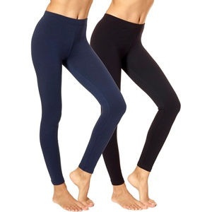 image:imageNo Nonsense Womens Leggings  Soft Cotton Feel Comfortable amp Perfect for Layering Gentle Elastic WaistbandBlackTwilight  2 Pair Pack