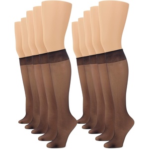 image:imageNo nonsense Womens Sheer Knee High Nylons for Women with Comfort Top Nylon Trouser Stockings Value PackMidnight Black  10 Pair Pack