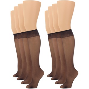 image:imageNo nonsense Womens Sheer Knee High Nylons for Women with Comfort Top Nylon Trouser Stockings Value PackMidnight Black  8 Pair Pack