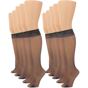 image:imageNo nonsense Womens Sheer Knee High Nylons for Women with Comfort Top Nylon Trouser Stockings Value PackOff Black  10 Pair Pack