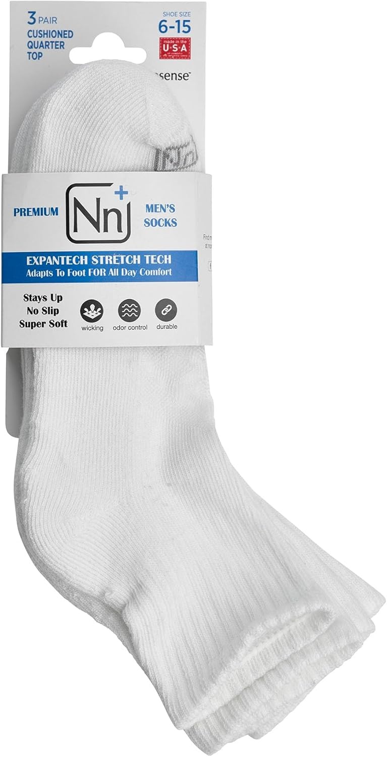 image:imageNo Nonsense Mens Expantech Recycled Polyester Quarter Top SocksWhite 3 Pair Pack