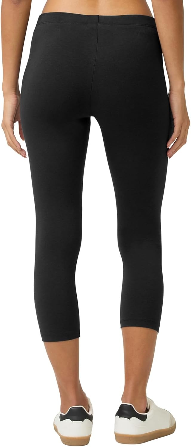 image:imageNo Nonsense Womens Capri Leggings Soft Cotton Feel Comfortable amp Perfect for Layering Gentle Elastic WaistbandBlack