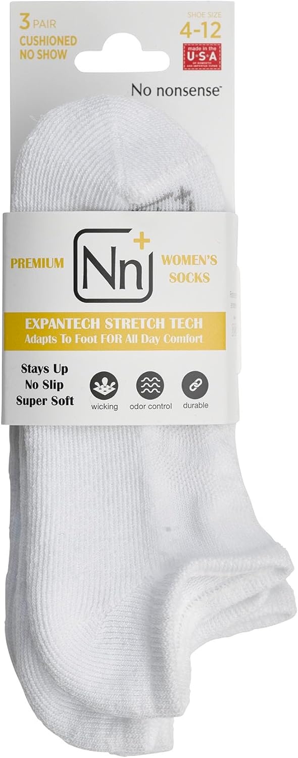 image:imageNo Nonsense Womens Expantech Recycled Polyester No Show SocksWhite 3 Pair Pack