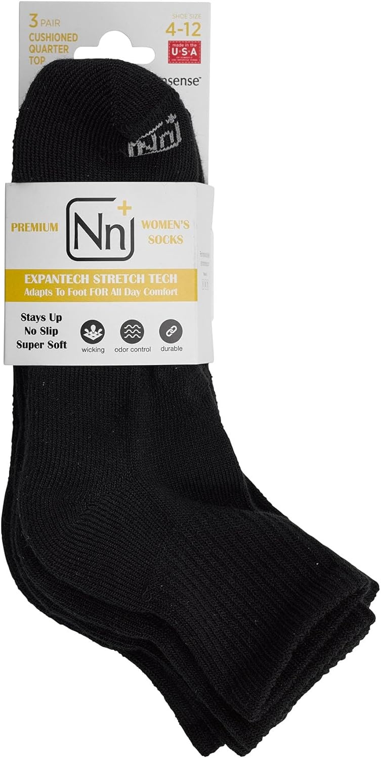 image:imageNo Nonsense Womens Expantech Recycled Polyester Quarter Top SocksBlack 3 Pair Pack