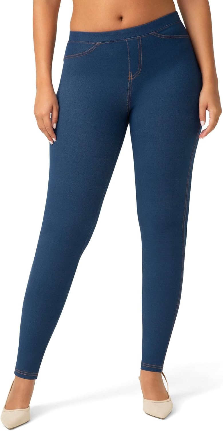image:imageNo Nonsense Womens Stretch Denim Leggings with PocketsMedium WashBlack 2 Pair Pack
