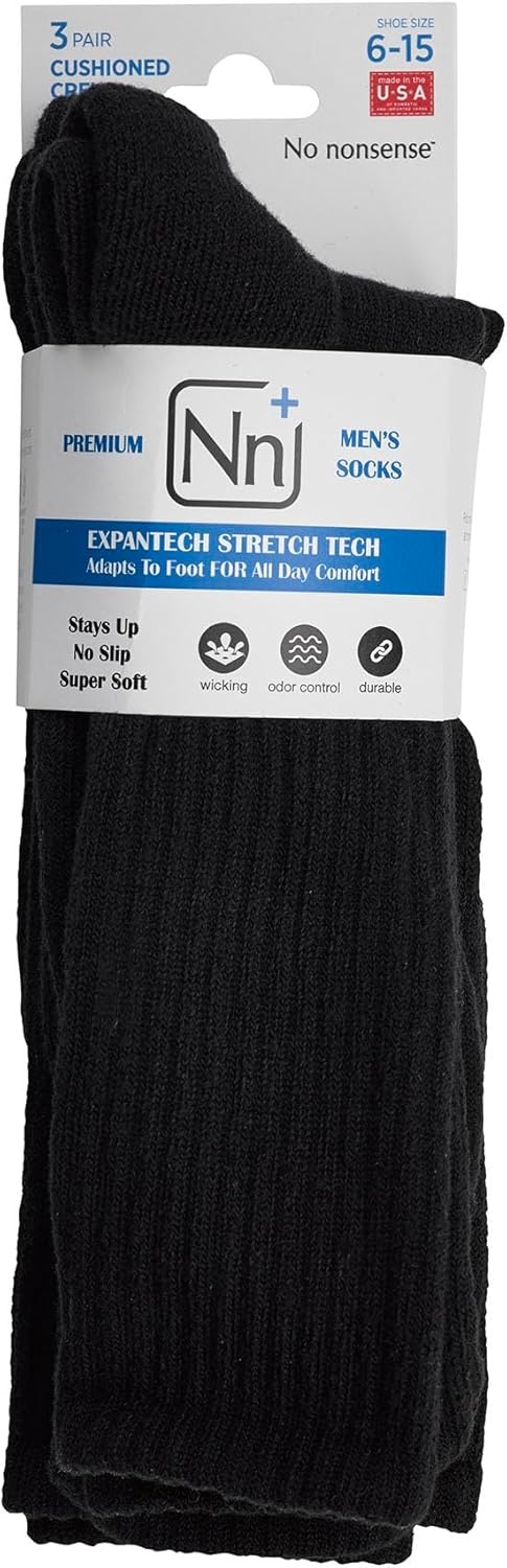 image:imageNo Nonsense mens Expantech Recycled Polyester Crew SockBlack 3 Pair Pack