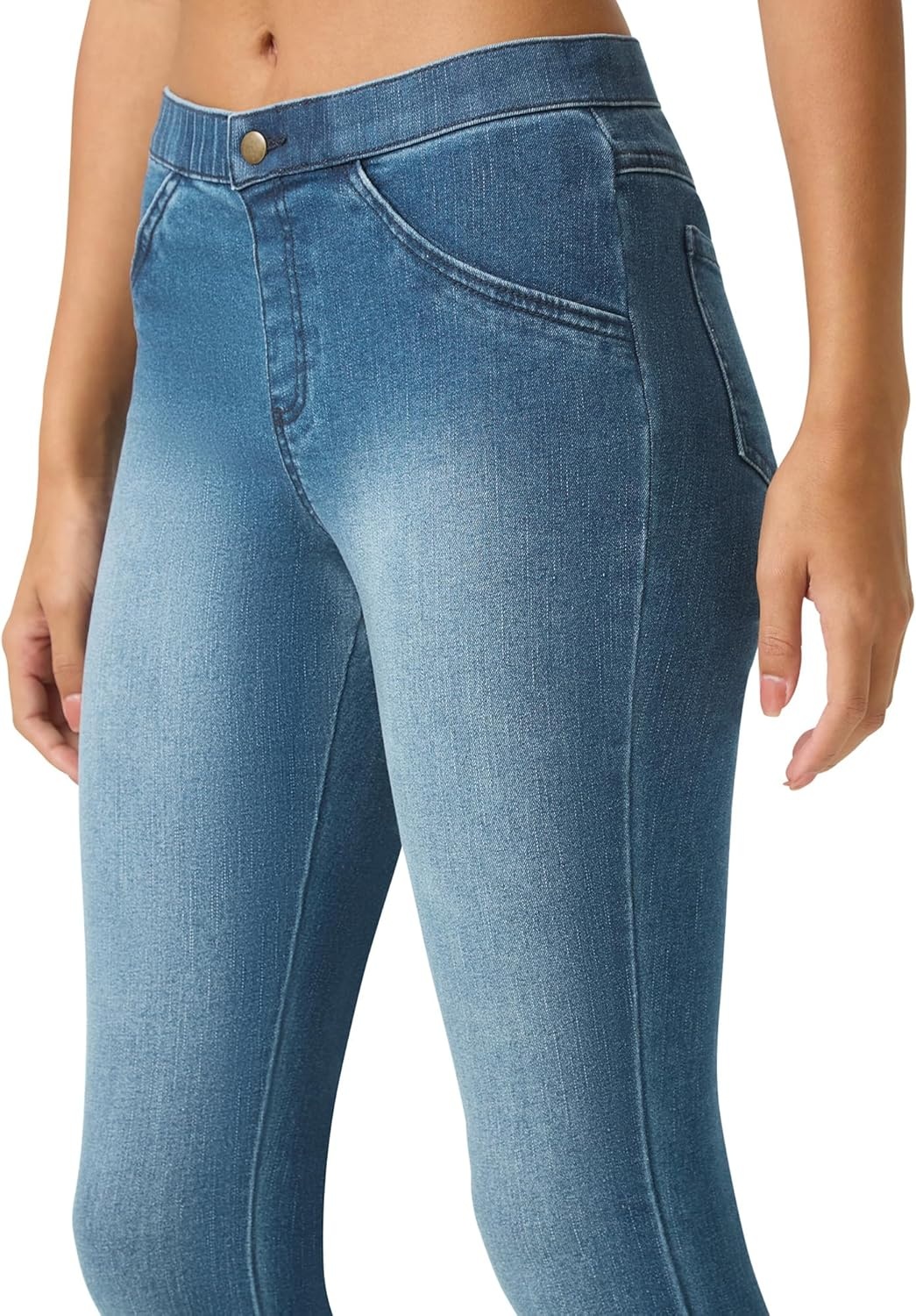 image:imageNo nonsense Womens Frayed Edge Denim LeggingsMedium Wash