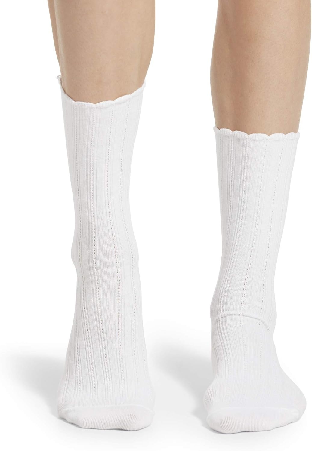 image:imageNo nonsense Womens Scallop Pointelle Crew SockWhite 9 Pair Pack
