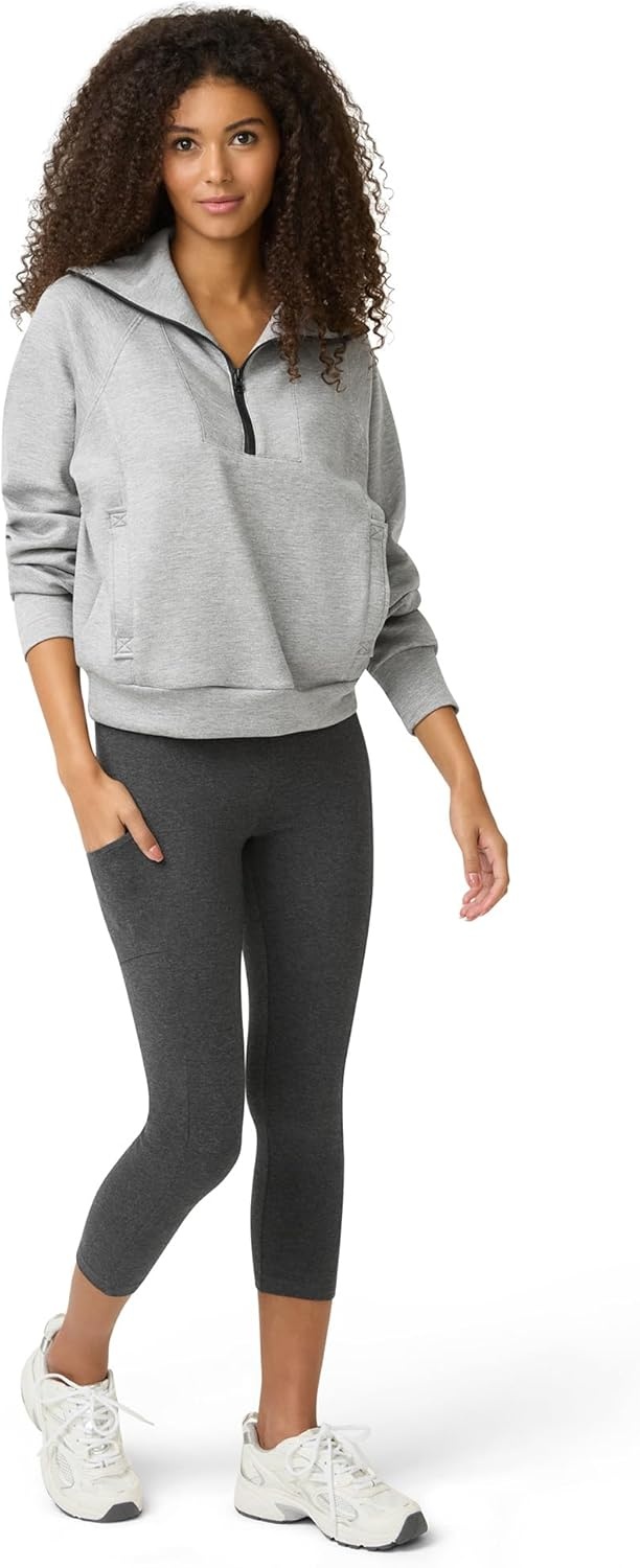 image:imageNo nonsense Womens Soft Cotton Capri Leggings with Side Pockets Workout Stretch Pull On PantsBlack