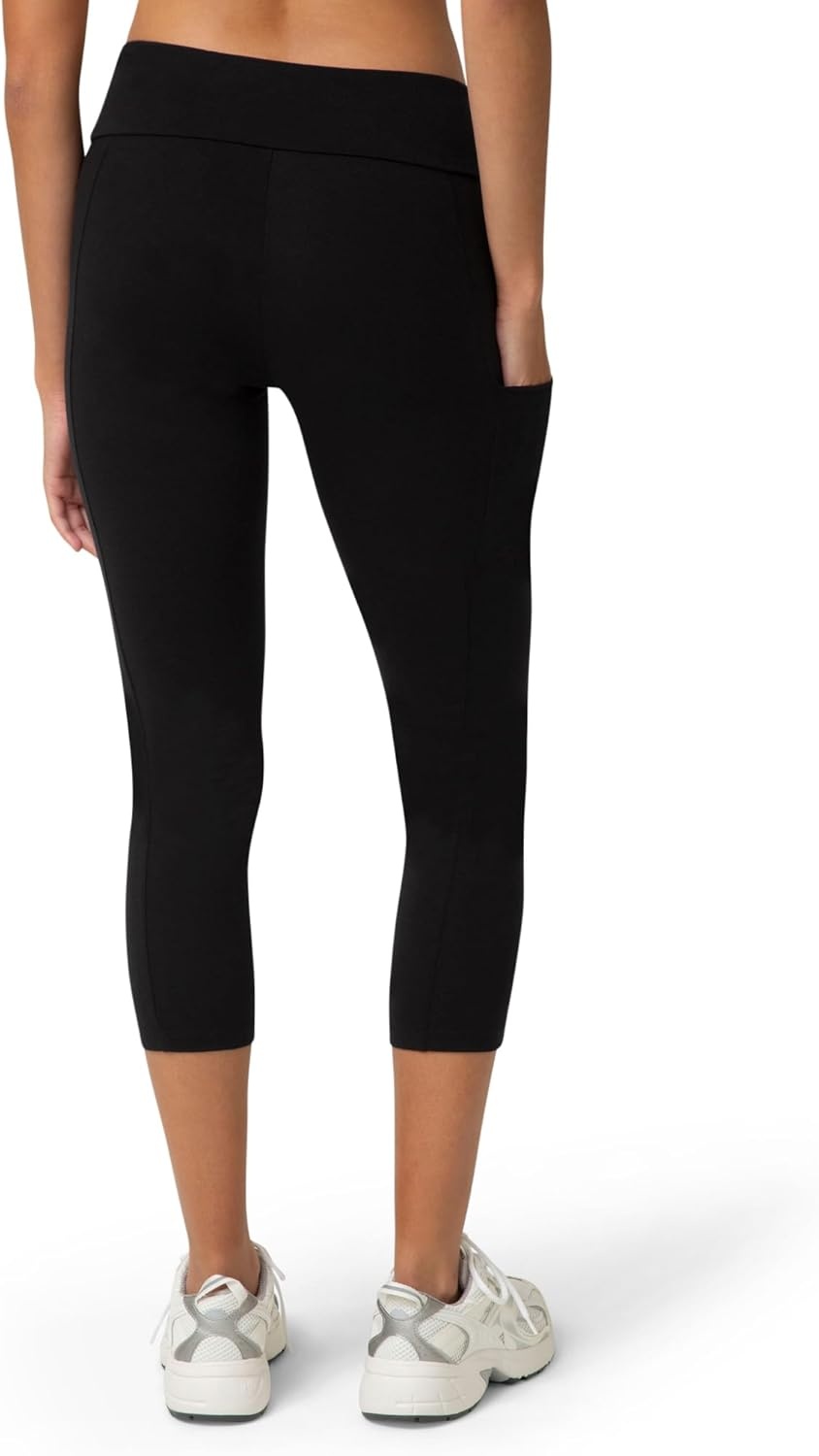 image:imageNo nonsense Womens Soft Cotton Capri Leggings with Side Pockets Workout Stretch Pull On PantsBlack