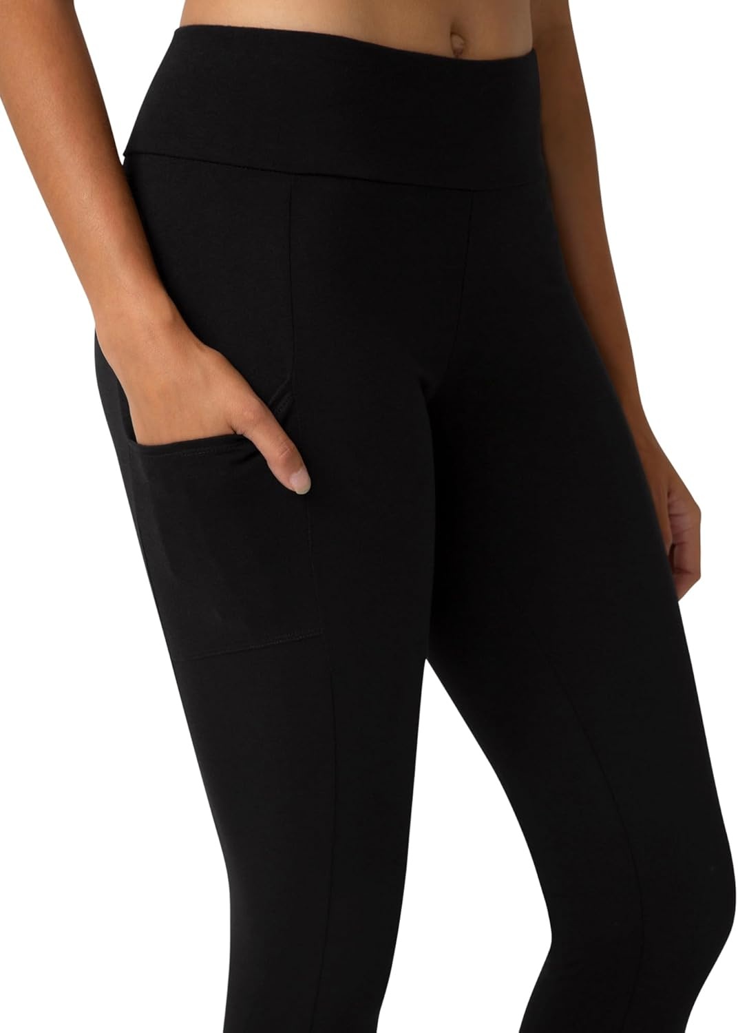 image:imageNo nonsense Womens Soft Cotton Capri Leggings with Side Pockets Workout Stretch Pull On PantsBlack
