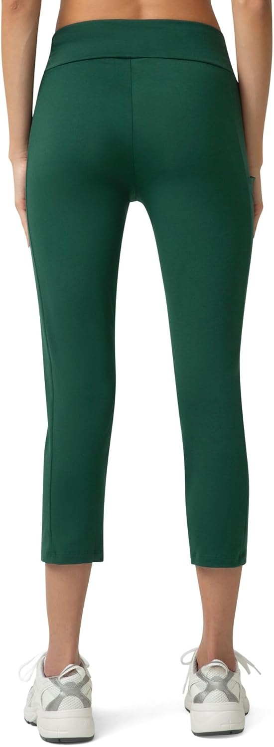 image:imageNo nonsense Womens Soft Cotton Capri Leggings with Side Pockets Workout Stretch Pull On PantsBottle Green