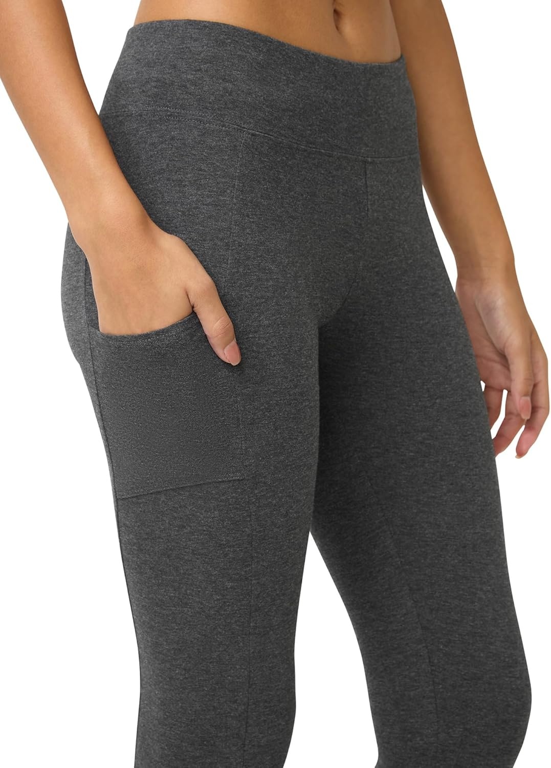 image:imageNo nonsense Womens Soft Cotton Capri Leggings with Side Pockets Workout Stretch Pull On PantsCharcoal Heather