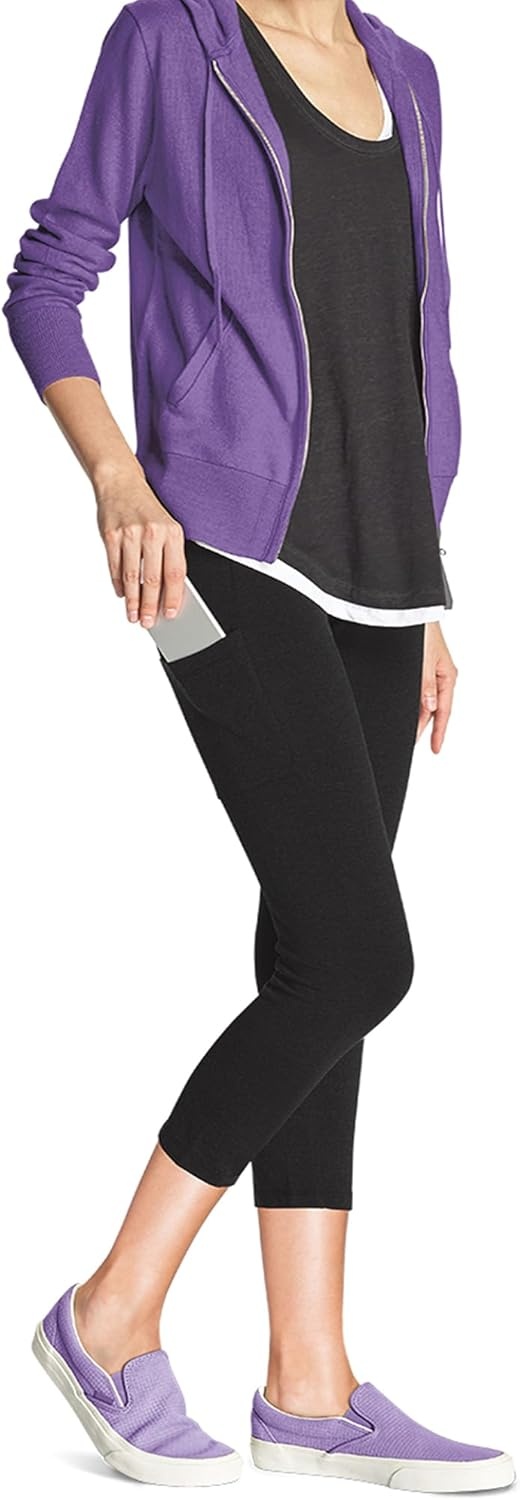 image:imageNo nonsense Womens Soft Cotton Capri Leggings with Side Pockets Workout Stretch Pull On PantsCharcoal Heather