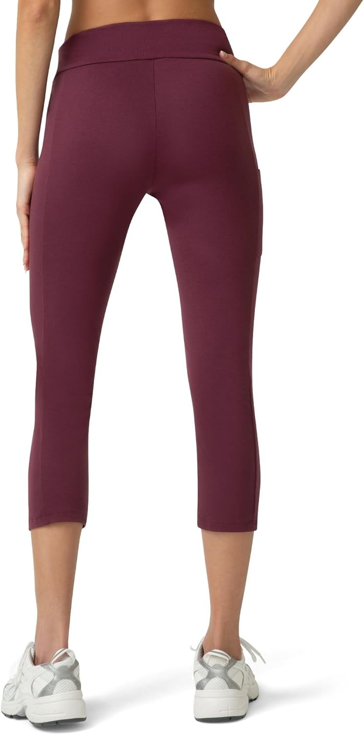 image:imageNo nonsense Womens Soft Cotton Capri Leggings with Side Pockets Workout Stretch Pull On PantsNapa