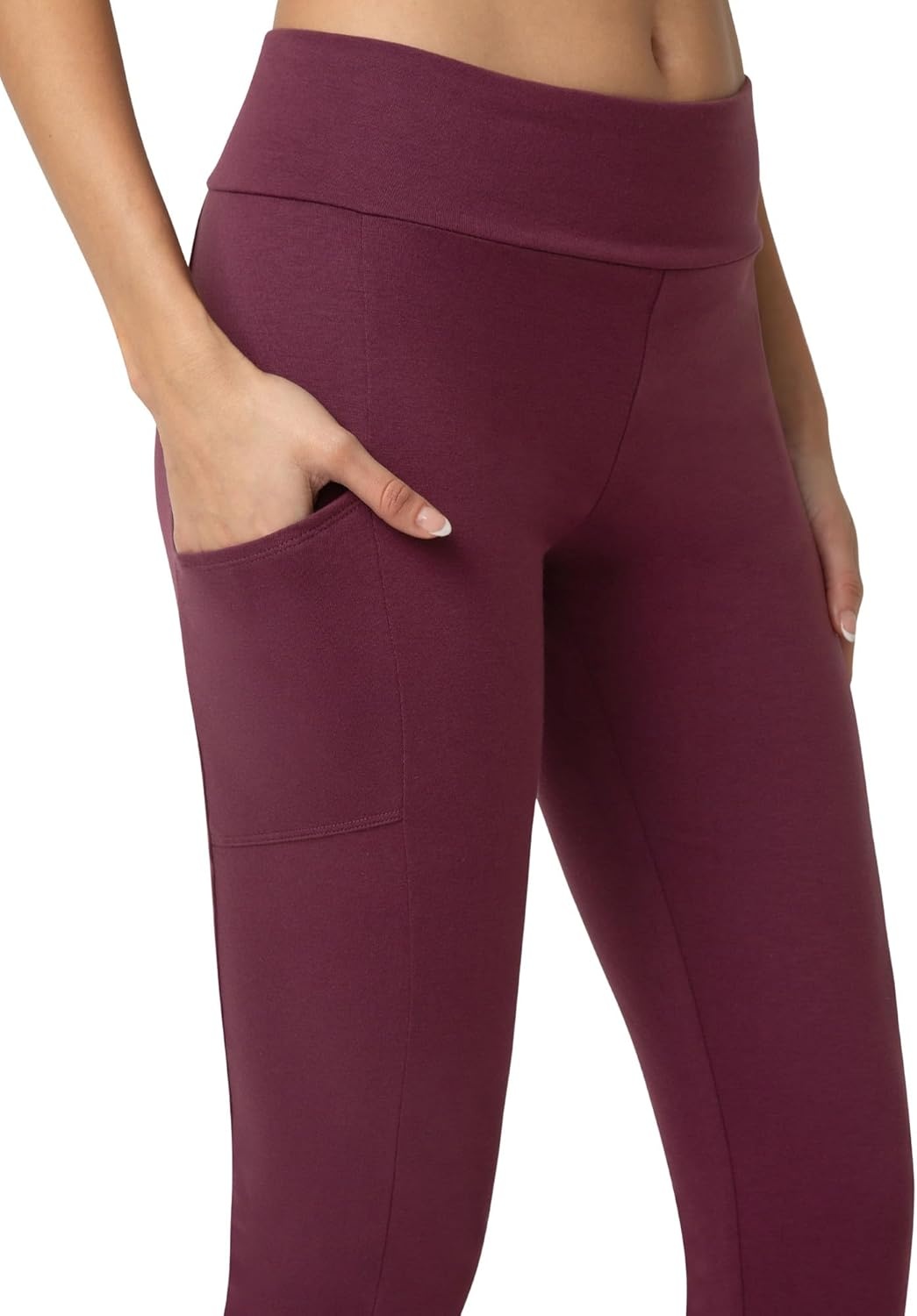 image:imageNo nonsense Womens Soft Cotton Capri Leggings with Side Pockets Workout Stretch Pull On PantsNapa