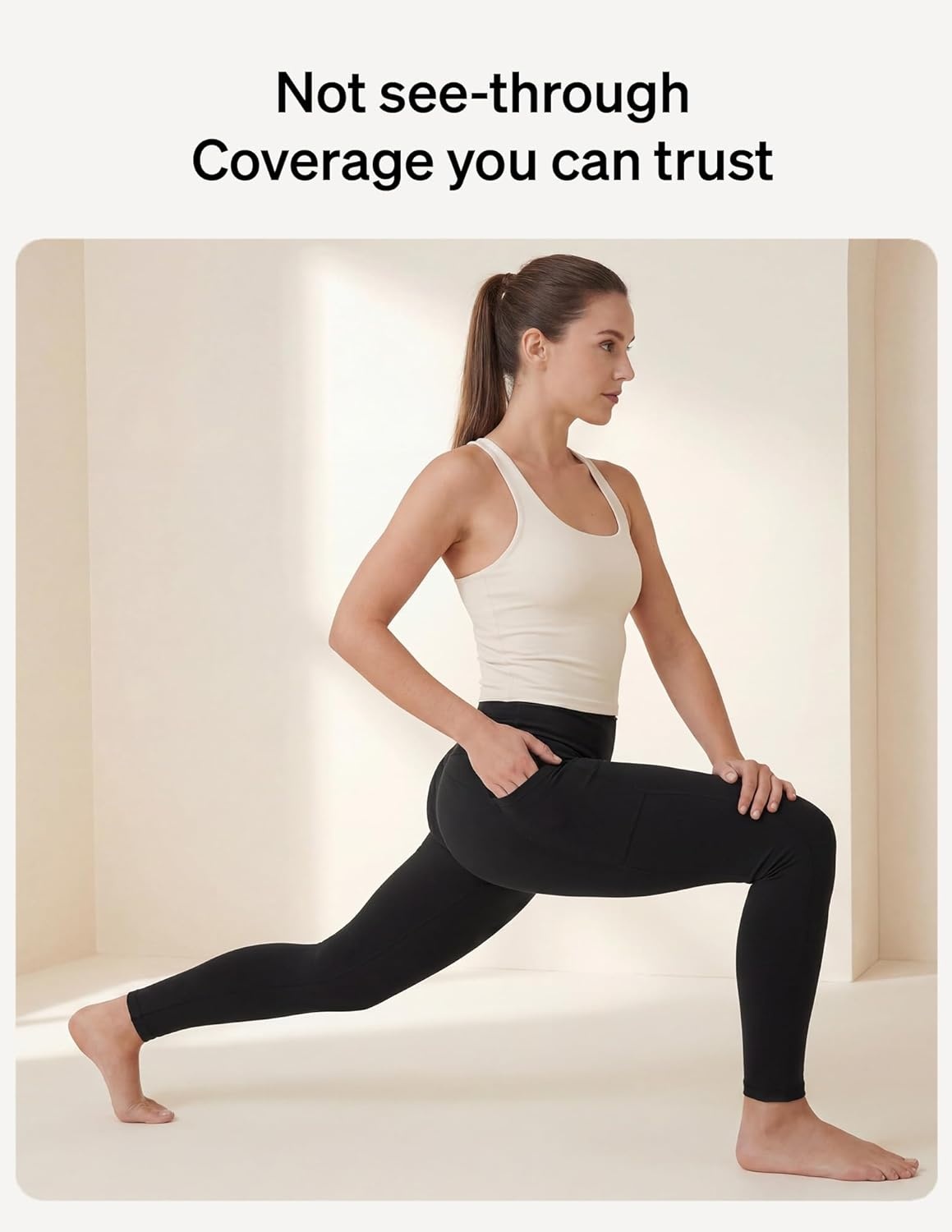image:imageNo nonsense Womens Soft Cotton Leggings with Side Pockets Workout Stretch Pull On PantsBlackNapa 2 Pair Pack