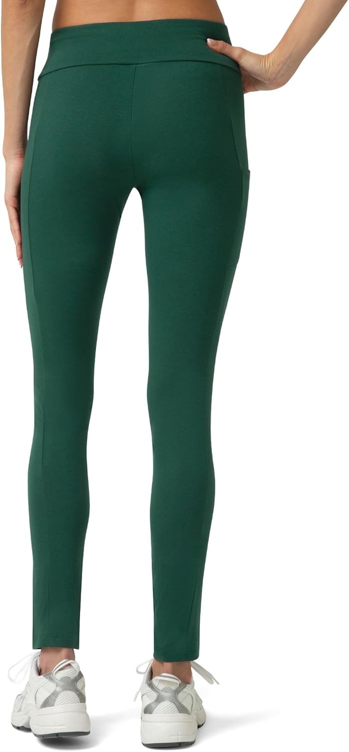 image:imageNo nonsense Womens Soft Cotton Leggings with Side Pockets Workout Stretch Pull On PantsBottle Green
