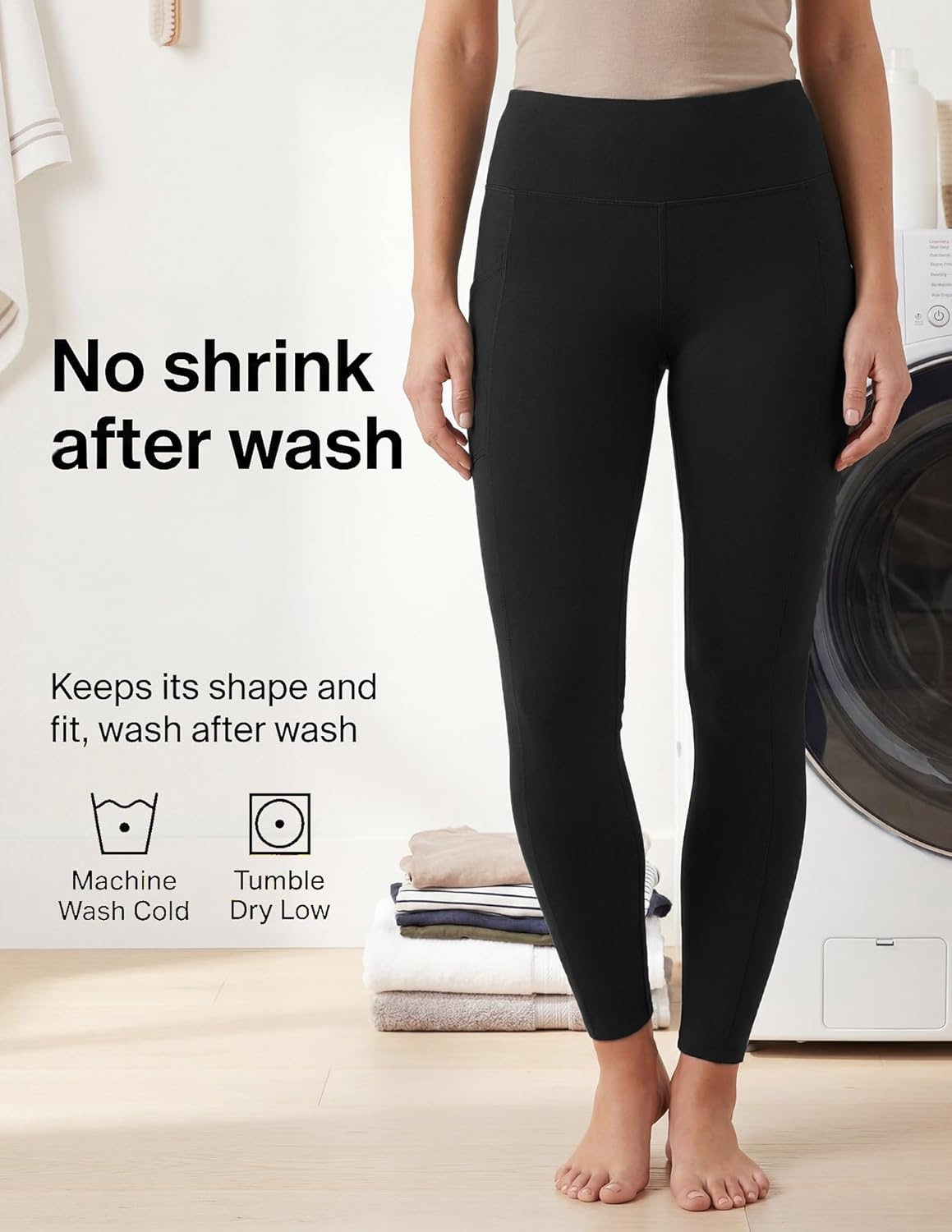 image:imageNo nonsense Womens Soft Cotton Leggings with Side Pockets Workout Stretch Pull On PantsNapa