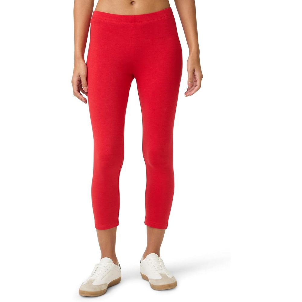 image:imageNo Nonsense Womens Capri Leggings Soft Cotton Feel Comfortable amp Perfect for Layering Gentle Elastic WaistbandRed Hot