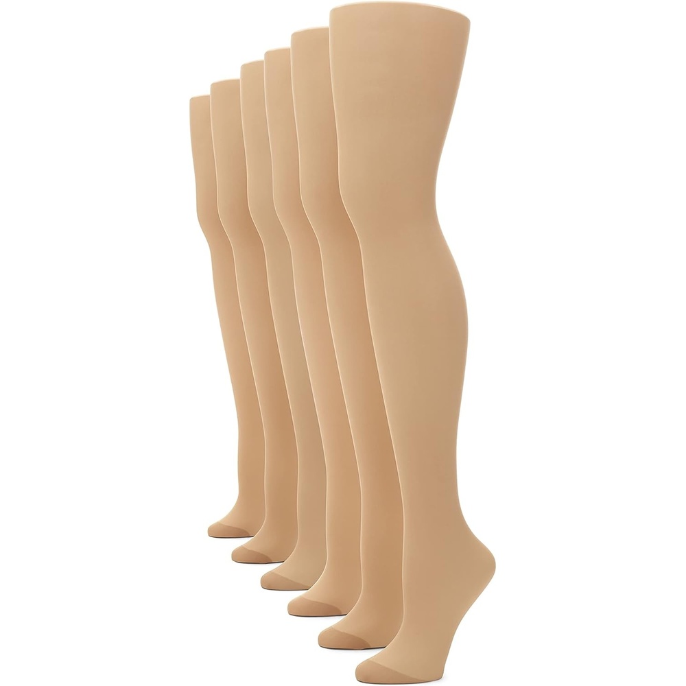 image:imageNo Nonsense Womens Regular Sheer Tights With Reinforced Panty and ToeNude 6 Pair Pack