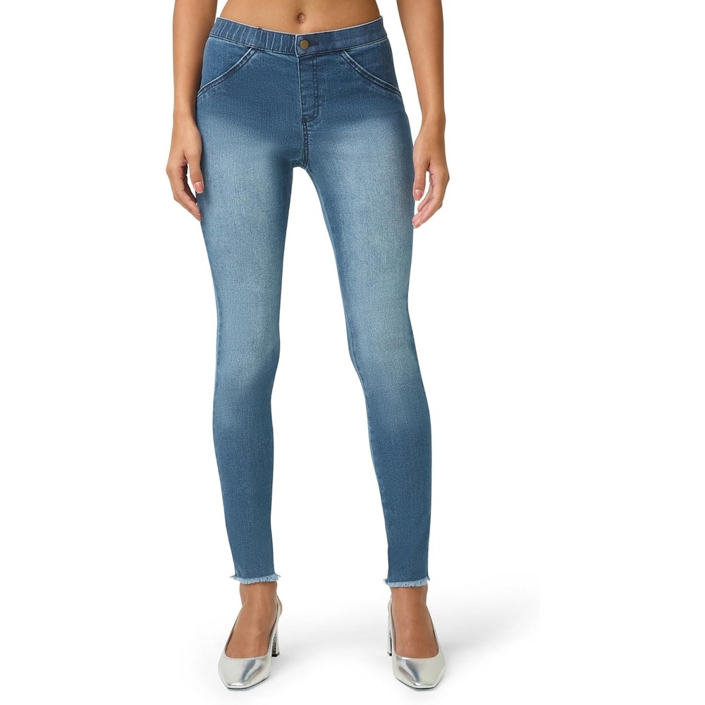 image:imageNo nonsense Womens Frayed Edge Denim LeggingsMedium Wash