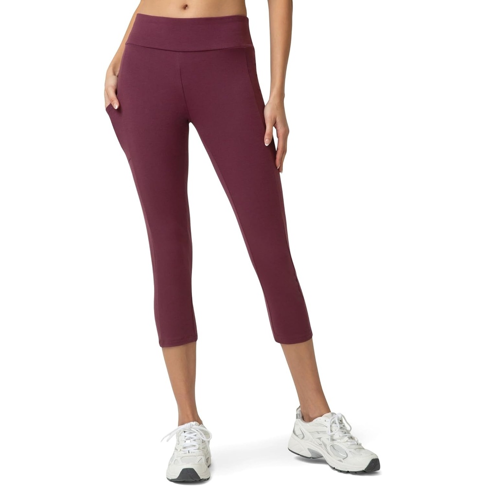 image:imageNo nonsense Womens Soft Cotton Capri Leggings with Side Pockets Workout Stretch Pull On PantsNapa