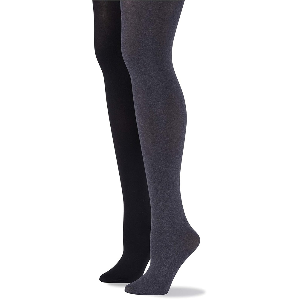 image:imageNo nonsense Womens Super Opaque Control Top Tights 90 Denier Soft High Waist PantyhoseBlackGraphite Heather