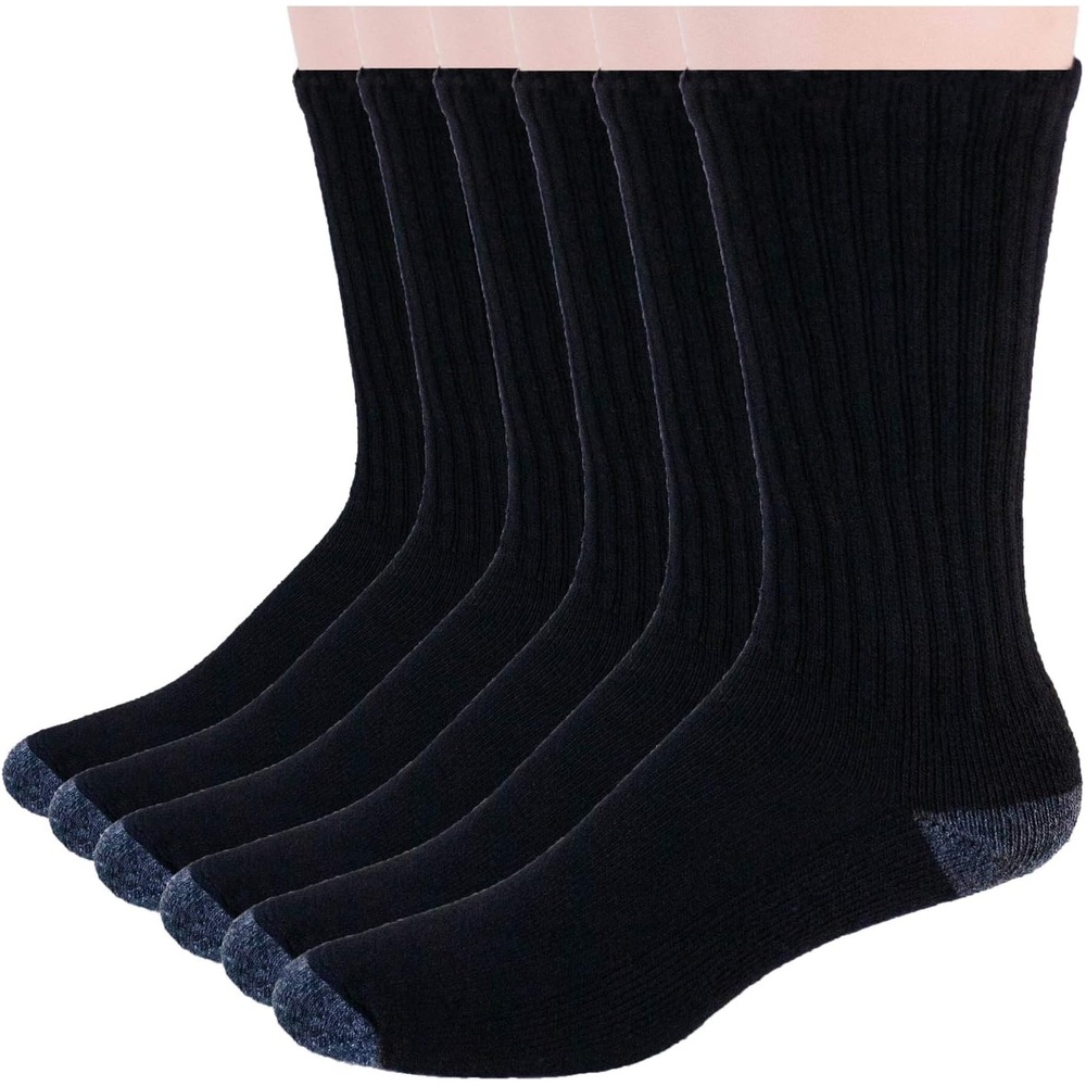 image:imageNo nonsense mens Ribbed Cushion Crew 6 Pair PackBlackBlackBlackBlackBlackBlack