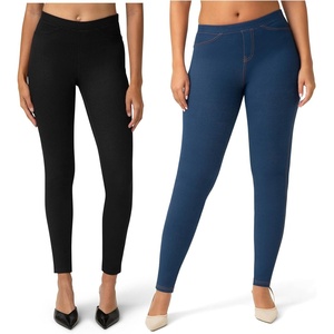 image:imageNo Nonsense Womens Stretch Denim Leggings with PocketsMedium WashBlack  2 Pair Pack