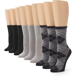 image:imageNo nonsense Womens Jean Crew SockBlack ArgyleHeather GreyBlack  9 Pair Pack
