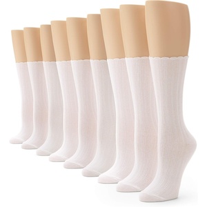 image:imageNo nonsense Womens Scallop Pointelle Crew SockWhite  9 Pair Pack