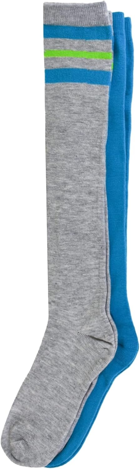 image:imageNo Nonsense Womens Knee High Socks 2 Pack Tube Socks Tall Athletic Socks Long Socks for Uniform Knee High StockingsAsst 2 StripeBlue